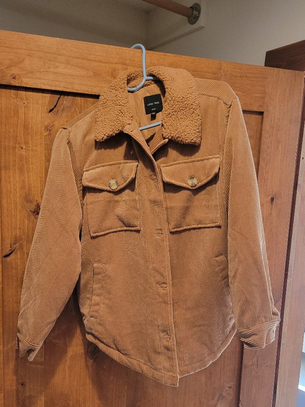 Love Tree Camel Cordoroy Shacket